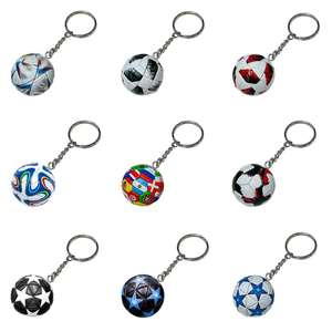 Mini 3D PVC & Rubber Football Club Keychain Factory Wholesale Sports Soccer Ball Plastic Key Ring Chain PU Leather <b>Keyring</b> - Product Image 3