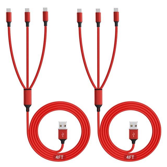 Custom logo Nylon Braided 1.2 m 4ft USB 3 in 1 Multi Function Charging Cable for Type c Micro V8 Cable for Smart Phones