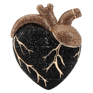 Women Romantic Heart Crystal <b>Clutch</b> Purse Shinny Rhinestones Evening Bag for <b>Wedding</b> Halloween Night Out Chain Strap - Product Image 4