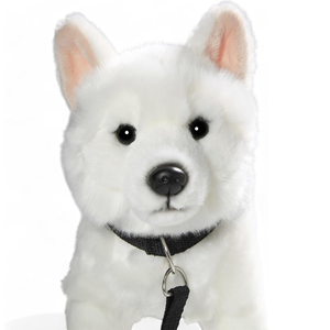 Peluche Realista de <span class=keywords><strong>Pastor</strong></span> Alemán Blanco, Cómodo Peluche de Animal de Dibujos Animados con Correa, Cachorro de Peluche para Niños - Product Image 2