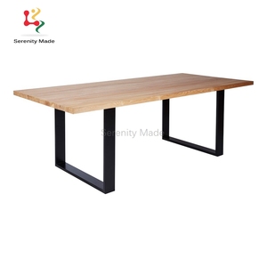Tables de <span class=keywords><strong>salle</strong></span> à <span class=keywords><strong>manger</strong></span> en chêne massif de 10 places, avec base en acier <span class=keywords><strong>noir</strong></span>, meubles d'extérieur - Product Image 1