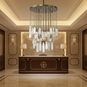 Lustre <span class=keywords><strong>en</strong></span> <span class=keywords><strong>albâtre</strong></span> sur mesure pour villa américaine, hôtel, escalier, plafond haut, style rond - Product Image 3