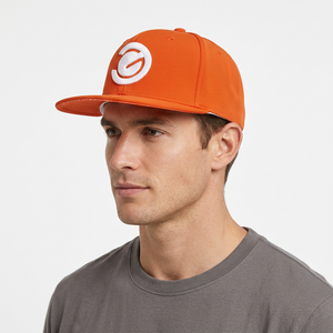Casquette Snapback Orange à 6 Panneaux avec Logo Brodé Blanc sur le Panneau Avant – Chapeau Décontracté pour Homme, Idéal Printemps-Été - Product Image 1