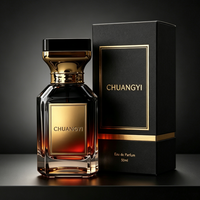 Flacon de parfum carré de luxe 30ml 50ml 100ml, bouchon noir et or, flacon de parfum vide en verre avec boîte cadeau en feuille d'or, logo personnalisé