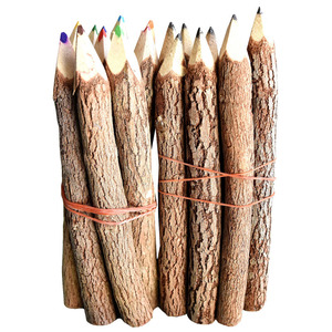 Crayons de couleur en écorce de bois écologiques avec logo personnalisé, lot en vrac, style rustique pour cadeaux spéciaux - Product Image 2