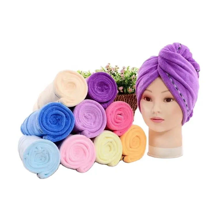 400gsm 25*65cm Magic Quick-Dry Hair Turban Towel Beauty Microfiber Hair Wrap Towel for Faster Drying