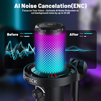 Microphone de bureau USB professionnel CMTECK XM560, suppression du bruit, microphone à condensateur filaire pour le jeu, le streaming en direct et l'enregistrement