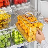 Organisateurs de Rangement de Cuisine et Garde-Manger, Boîte de Rangement Transparente Hermétique pour Réfrigérateur et Aliments, avec Couvercles et Poignées