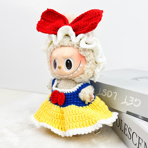 Robe de princesse en crochet fait main Blanche-Neige pour poupée, grand nœud rouge, accessoires de vêtements mignons, plusieurs couleurs - Product Image 3