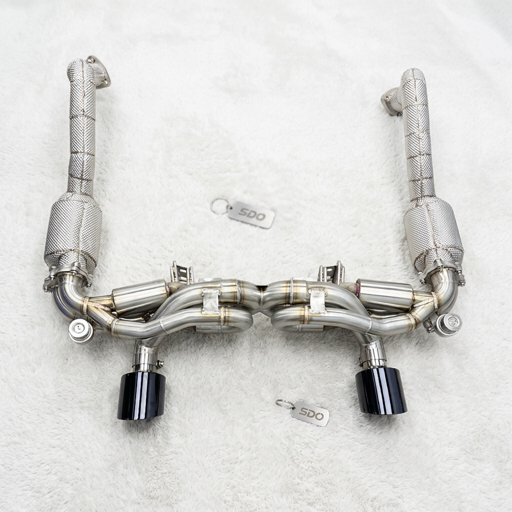 VantaFlow SS304 Performance Full Exhaust for Porsche 718 Cayman GT4 4.0L 2019-2024 High Flow Catted Downpipe with Heat Shield