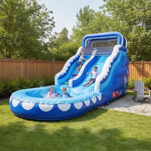 Scivolo d'Acqua Gonfiabile Professionale 3m*7m in PVC, Grande Scivolo d'Acqua con Piscina per <span class=keywords><strong>Area</strong></span> Giochi Bambini - Product Image 1