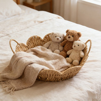 Panier de rangement tressé en corde de papier à bord festonné pour la décoration intérieure, le salon et la chambre, pour le rangement de magazines et d'objets divers