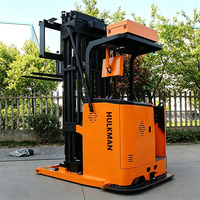 Robot AGV AMR Listrik LVNA1000 1000kg dari China, Forklift Stacker 3 Arah dengan Navigasi Laser SLAM untuk Gudang Pintar