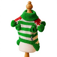 Pull confortable pour animaux de compagnie pour Noël et l'hiver, en acrylique, rayé rouge et vert, costume de fête pour chiot et chaton