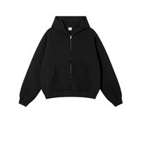 Sudaderas para hombre, estilo urbano, OEM, con logo bordado personalizado, sudadera con capucha y cremallera, de tejido grueso, oversize, con hombros caídos