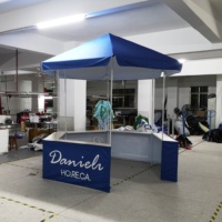 Tente publicitaire personnalisable Dtent, kiosque événementiel pop-up facile à monter, tente de salon professionnel, plateforme noire pour tente dôme