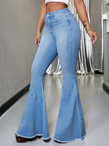 <span class=keywords><strong>Jeans</strong></span> évasés pour femmes, logo personnalisé, ourlet brut, <span class=keywords><strong>jeans</strong></span> évasés extensibles, <span class=keywords><strong>coupe</strong></span> slim, pantalon en denim - Product Image 5