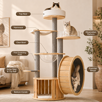 Arbre à chat personnalisé avec roue d'exercice, mobilier multifonctionnel pour chat avec poteaux à gratter, plateformes et condo OEM ODM