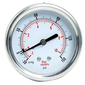 Medidor de presión de entrada trasera, medidor de presión de aceite de 63mm, 1/4NPT