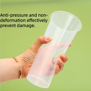 अनुकूलित लोगो 600 मिलीलीटर मोटी पुनः प्रयोज्य pp प्लास्टिक बोबा दूध चाय कप ढक्कन के साथ पारदर्शी एकल दीवार 90 मिमी व्यास कॉफी कप - Product Image 4