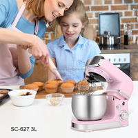 Batteur sur socle électrique SOHEF OEM 3L 700W, couleur personnalisée SC-205A-R, bol mélangeur inclinable en acier inoxydable, 6 vitesses, crochet pétrisseur