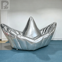 Bateau gonflable géant argenté avec logo personnalisé, grand bateau gonflable pour la publicité et la décoration d'événements