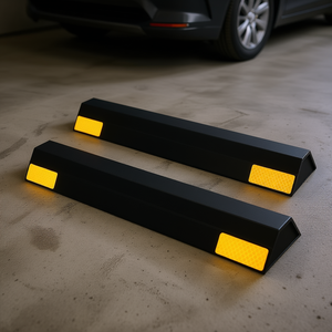 2 pièces de butées de stationnement robustes de 16 pouces, réfléchissantes, en PP, pour garage, butée de sol pour véhicules, guide de roue, aide au stationnement - Product Image 2