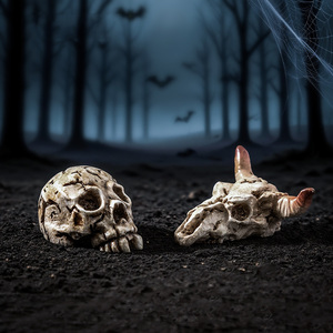 Mini-têtes de crâne d'oiseau coréen en résine, figurines miniatures de squelettes en résine pour micro-paysages, plantes et décorations d'Halloween - Product Image 4