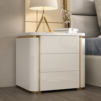 Table de chevet intelligente en bois haut de gamme, luxe léger, 3 tiroirs, couleur personnalisable, installation gratuite, moderne, blanche, chambre à coucher, salon