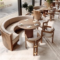 Ensemble de canapé, table basse et chaises en bois massif, écologique et durable, pour restaurant, boulangerie, pâtisserie, salon de thé, à fixer au mur