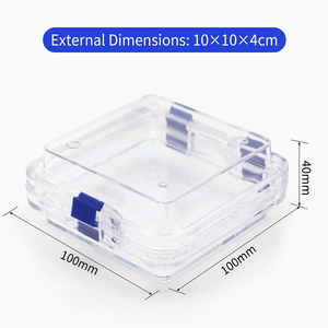 Boîte de rangement alimentaire rectangulaire transparente en plastique PP avec fermoirs bleus, étui d'emballage anti-poussière et antichoc - Product Image 2