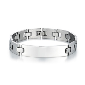 Stainless Steel Smooth Surface Electroplated Bracelet <b>Engraving</b> Option Simple Splicing Men's Trendy Accessory Versatile Niche - Product Image 5