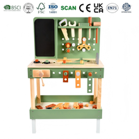 Ateliers de construction en bois pour enfants, ensembles de jeu multifonctionnels avec table d'atelier et accessoires tableau noir