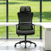 Chaise de bureau ergonomique pivotante noire à dossier haut réglable en maille confortable pour ordinateur, vente en gros