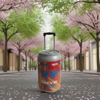 Glacière en plastique HS 5 gallons, glacière en plastique en forme de canette de bière ou de vin, seau à glace avec poignée et roues, glacière pour Ou