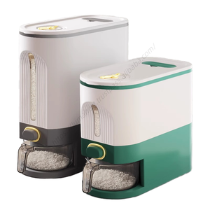 Distributeur de riz en gros pour comptoir avec distribution à une touche, seau à céréales anti-humidité, couvercle à pression et échelle de temps - Product Image 1