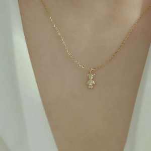 Vente en gros d'or véritable 9k joli ours collier pendentif bijoux exquis pour les filles pour les Parties-KJ488 - Product Image 1