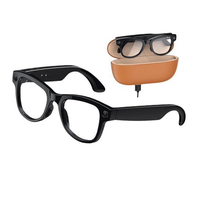 New M02 Smart Glasses Pictures Video AI Translation BT Calling Music Glasses 8MP Camera Charging case 3600mah Battery