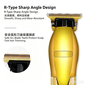 Tondeuse à cheveux sans fil dorée rechargeable par USB avec lame en T affûtée et peignes limiteurs pour usage professionnel et domestique - Product Image 3