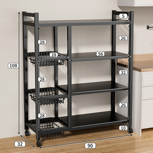 Étagère de rangement de <span class=keywords><strong>cuisine</strong></span> moderne en métal multi-niveaux, panier à légumes sur pied, accessoires de <span class=keywords><strong>cuisine</strong></span> efficaces pour l'organisation des étagères - Product Image 6