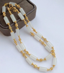 Natural Hetian Jade <b>Beaded</b> <b>Bracelet</b> & Necklace Series Multi-Gemstone Oriental Lucky Jewelry For Women Gift - Product Image 6