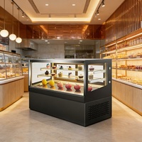 Nouvelle Arrivée Vitrine Réfrigérée Commerciale Rétro Noire 350L avec Porte Vitrée pour Gâteaux et Aliments