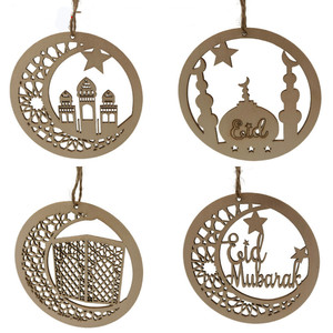 Деревянное праздничное украшение Eid, украшение «сделай сам» в виде круглой Луны - Product Image 1