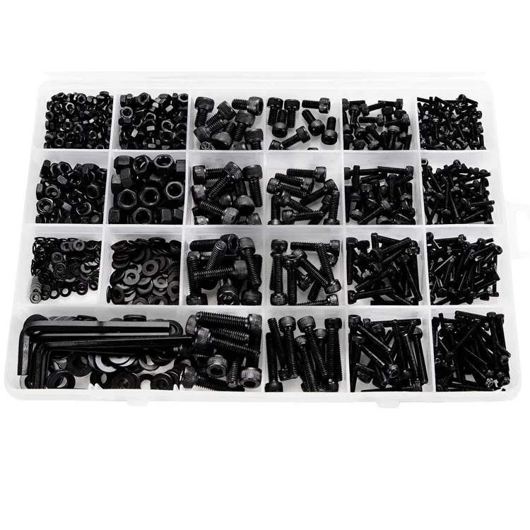 12.9 grade carbon steel flat round cap head screws bolts and nuts assortment kit screw kit