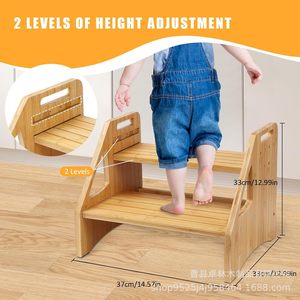 <b>Bamboo</b> two-tier step <b>stool</b>, household booster <b>stool</b>, children's bathroom sink stair <b>stool</b>, children's washbasin <b>stool</b> - Product Image 2