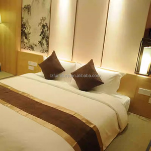 Hotel Bedroom Furniture Set Complete King Bed with Upholstered Headboard Wall Panel Nightstand TV Unit <b>Wardrobe</b> For 3 Star Hotel - Product Image 3