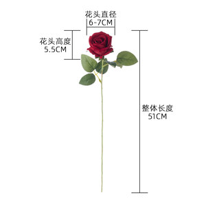 Rose artificielle en velours CallaFloral, branche unique, décoration intérieure, pétales en polyester, plante murale, décoration de mariage et de maison - Product Image 4