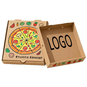 Boîte à <span class=keywords><strong>pizza</strong></span> personnalisée en gros, biodégradable, réutilisable, tendance, élégante, pliable, en papier kraft, pour l'emballage alimentaire, avec logo - Product Image 1
