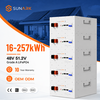 Paket Baterai Lithium Ion Sunark Stack dengan Plug and Play Lifepo4, Baterai Penyimpanan Tenaga Surya, Smart BMS untuk Penyimpanan Energi Modular Rumah
