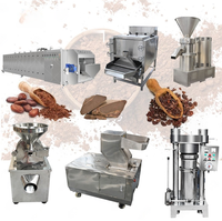 Ligne de production complète de poudre de cacao Torréfacteur de fèves de cacao Machine à peler les fèves de cacao Machine à moudre les nibs de cacao